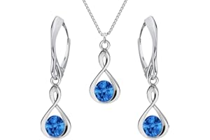 PANDA LUXURY JEWELLERY Schmuckset für Damen Unendlichkeit Ohrringe Silber 925 Hängend Kette Damen mit Anhänger Schmuck Set für Sie mit Kristallen Infinity Ohrringe Hängend und Halskette Mädchen Geschenk Handmade: ohrringe