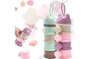 LONNEY Milchpulver Portionierer Baby, Milchpulver Aufbewahrungsbox Milchportionierer Baby Babynahrung Portionierer Milch Behälter (Bpa-Frei) 4 Schichten Stapelbare für Freien (Grün+Lila)