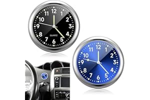 Casenly Orologio da Auto, 2 Pezzi Orologio da Cruscotto per Auto Orologio Luminoso Auto Rotonda al Quarzo Orologio per Decorazione Auto Universale Mini Orologi per Auto Barca Casa