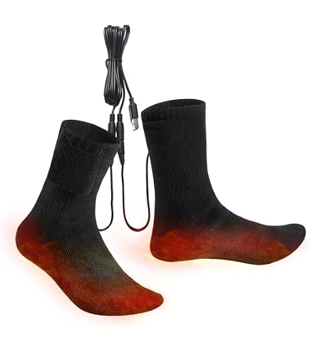 Chaussettes Chauffantes USB – Chauffage Rapide En 3s, 55°C, Coton Doux, Pour Ski, Vélo Et Randonnée – Unisexe
