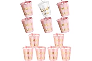 TZQFROCE 12 unidades de collar de novia del equipo, vasos de chupito nupcial, tazas de plástico para novia, collar de cristal de chupito, reutilizable, para despedida de soltera, decoración de novia (B)