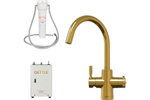QETTLE Original 4-in-1 Instant Boiling Water Tap | True Boiling, Filtered Cold, Mains Hot & Cold (Gold, 2 Litre Boiler)