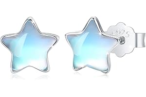 CUOKA MIRACLE Mondstein Ohrringe 925 Sterling Silber Regenbogen Runde Mondstein Ohrstecker für Mädchen Hypoallergene Ohrringe Weihnachten Geschenke für Damen Kinder