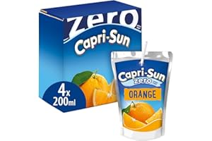 Capri-Sun Zero Orange Kids' Juice Drink (4 x 200ml), No Added Sugar - Made with Real Fruit Juice -No Preservatives, Artificial Colours, or Flavours - Vegan, Gluten Free