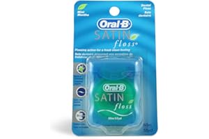 Oral-B Fil dentaire ciré Satin Floss au goût de menthe - Texture satinée - 50 mètres (Lot de 6)