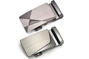 IKOPFLN Fibbia per cintura da uomo - 2 pezzi con cricchetto da 40 mm per sostituzione automatica in pelle