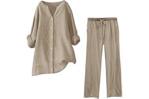 GENÉRICO Pantalones De Vestir Mujer - Top Conjuntos Dos Piezas Mujer Pantalon Chandal Mujer Conjunto Pantalon Y Blusa Mujer Elegante Ropa Casual Mujer Pantalones De Vestir Mujer Lino 3#