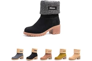 Hitmars Stivali Donna Invernali Stivaletti Camoscio Boots Stivali Foderati Caldi Scarpe Eleganti Comodi Moda Nero Grigio Marrone Kaki EU35-43