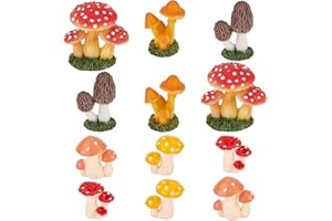 ‎GOMAKERER GOMAKERER 12 Stück 6 Stile Pilzfiguren, Mischfarbene Harz-Pilzstatue, Feengarten-Zubehör Für Außendekoration, Heimdekoration, Kuchendekoration, Basteln