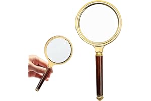 VIKSAUN Loupe de Lecture 10X loupe 80 mm et Miroir incassable pour Lecture Haute clarté et Poids léger pour Seniors Loupe de Lecture avec bijoulier Artisanat Livres Loisirs (Or/Rouge)