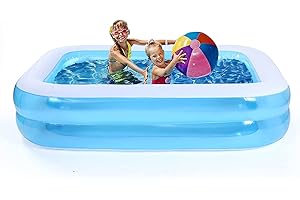 HYLQUP Aufblasbarer Pool Aufblasbares Schwimmbecken Aufblasbares Pool Garten Planschbecken Quadratisches Aufblasbares Pool Family Pool Swimming Rectangular für Garten Outdoor Wasserparty Blau 128*85*45cm