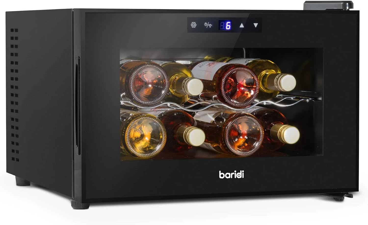 Baridi 8 Bottle Wine Cooler, Thermoelectric, 5-18°C, Touch Control, Table Top - DH218