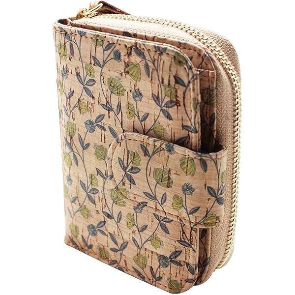 CorkAllin Portafoglio vegano da donna in sughero, sottile, con cerniera, porta carte e tasca portamonete, regalo ecologico per vegetariani, donne e ragazze, 04, 12.5*10*2.5cm, Minimalista