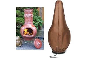 HERSENT Chiminea Covers Waterproof, Protective Fire Pit Heater Cover, Chiminea Caps, Outdoor Patio Chiminea Covers, Durable Cover for Clay Chiminea, Brown (L：12"X32"X60")