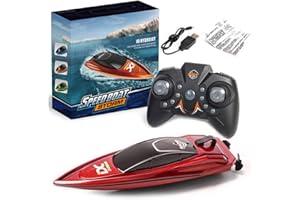 Fanomini RC Boat, 2.4GHz High Speed Remote Control Boat 8 km/h Radio Toys for Adults & Kids 500mAh USB Rechargeable Electric Racing Boat Waterproof Ship Toy for Outdoor Pools Lakes(red)