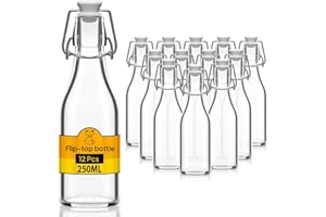 Flaschen-Fuchs 12x Bouteille en Verre avec Bouchon Mécanique 250ml - Bouteilles vides à remplir huile d'olive, bière, jus, liqueur