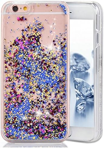 iPhone SE Case,iPhone 5 Glitter Case, SENCEE Creative Design Shiny Moving Quicksand Liquid Bling Diamonds Glitter Sparkle Flowing Clear Hard Case Cover for iPhone SE 5 5S (Glitter Stars)