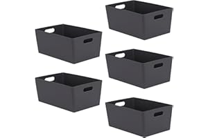 Niftii 5-Pack Plastic Storage Baskets with Sturdy Handles | Lightweight & Durable Design | Ideal for Kitchen, Bathroom, and Cleaning Organisation (3.9L Capacity) | 17 x 25 x 11cm