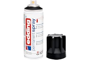 edding 5200 spray permanent - noir foncé mat - 200 ml - peinture acrylique pour peindre ou décorer verre, métal, bois, céramique, plastique, toile - peinture acrylique en aérosol