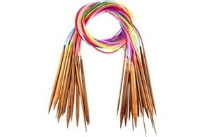 TOVOT 18 Pièces 80CM Aiguilles à Tricoter Circulaires (2.0-10mm) 18 Tailles