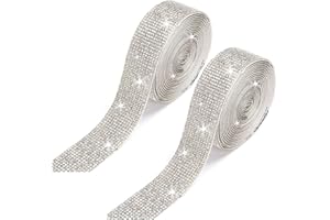 XPEX 2 Rotoli Adesivi di Strass Cristallo Bling Glitter Autoadesivi Gemme Cristallo Adesivo Decorativo 2.2cm Strass 1 Iarde per Artigianato Artistico Decorazione