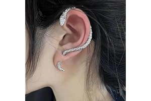 Cubahop 1 Pair Punk Vintage Snake Ear Cuffs Piercing Ear Cuff Earrings Climber Ear Wrap Gothic Exaggerated Earring for Women and Girls (Silver)