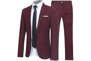 Allthemen Traje de 2 Piezas para Hombre Ajuste Delgado para Boda Esmoquin Negocios Casual Chaqueta y Pantalones