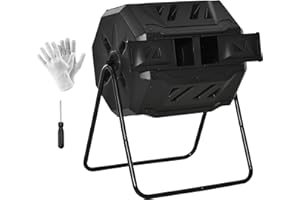 Outsunny Composteur de Jardin - bac à Compost pour déchets - Rotatif 360° - Double Chambre 160 L - Acier PP Noir