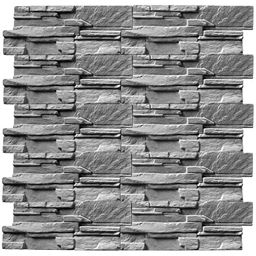 @tec Betonform Schalungsform Gießform Plastikformen für Beton, Naturstein Klinker/Wandverkleidung/Wandverblender/Verblendsteine für innen/außen, 2er-Set Riemchen Stein-/Bruchsteinoptik je 18x50cm - 2