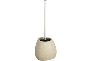 ‎WENKO WENKO Zestaw do WC Pion beżowy ceramiczny - uchwyt na szczotkę WC z silikonowym włosiem, ceramiczny, 12,5 x 38,5 x 12 cm, beżowy