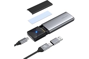 GiGimundo Dual Protocol M.2 SSD Enclosure - 10Gbps NVMe, 6Gbps NGFF SATA, UASP TRIM, Slim Aluminum - Tool-Free Max 8TB M2 Caddy - USB to Type-C Adapter - Grey, Fits 2280/2260/2242/2230