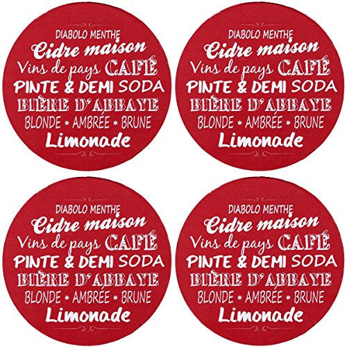 Promobo Set Set 4 Set Topfuntersetzer Glas Deko Collection Bistro Rot