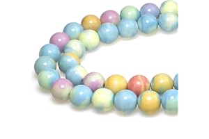 MJDCB 60pezzi 6mm Perline di Pietra Arcobaleno Sciolto per Creazione Braccialetti Collane e Gioielli