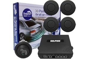 Dolphin Automotive Car Van Front Parking Sensors With Longer 6m Leads and Parking Switch in 32 Coloured Options UK (Matt Black)