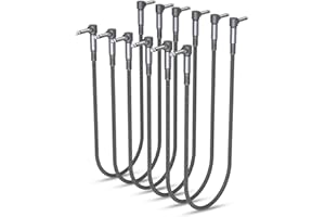 Elebase Gitarren Patchkabel 60CM 6 Stück,6,35 mm 1/4" Stecker Instrument Pedal Kabel,Winkel 90 Grad TS 6.3 Effektgerät Klinke Patch Cable für Gitarreneffekte,Gitarre Bass Effektpedale,Pedalboard,0.6M