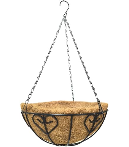 Pot De Fleurs Suspendu Fer Forgé Avec Doublure Coco - Chaîne Suspension, Intérieur Extérieur Balcon