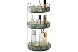 CESTATIVO Make Up Organizer, 360° Drehbar Kosmetik Organizer, Beauty Organizer, Hautpflege Organizer für Badezimmer (3 Schichten, Grün)