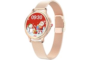 ECOSOON Smartwatch Donna Rotondo, Orologio Smartwatch Donna con Effettua/Risposta Chiamate, IP68 Impermeabile Smart Watch con Cardiofrequenzimetro, SpO2, Contapassi, Sonno, Orologio Fitness Donna