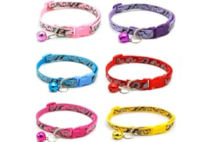 EODKSE Ensemble de 6 Colliers pour Chatons Anti-étranglement avec Cloche, Ajustables et Personnalisables - Accessoires indispensables pour Votre Chat et Vos Autres Animaux de Compagnie,