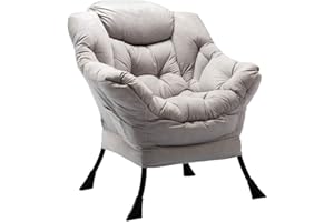 HollyHOME Lazy Chair Relax Lounge Chair with Armrests and Pocket Armchair Leisure Sofa with Modern Fabric and Steel Frame, Grey