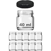 Afracam 40 ml Metal Siyah Kapaklı Şeffaf Cam Kavanoz 10 Adet