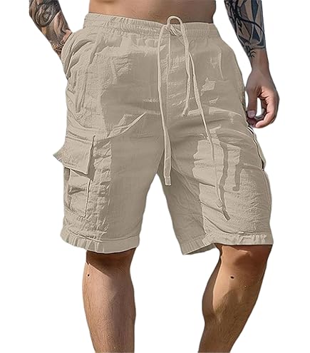 Herren Shorts Musselin - Leichte Sommerhose Mit Kordelzug