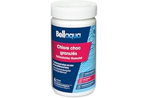 Bellaqua Chlore Choc Piscine 1kg – Traitement Choc Puissant – Granulés de Chlore Choc Rapide pour Piscine – Désinfection Immédiate Eau Trouble ou Verte
