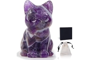 Tutukyle Amethyst Katze Kristalle Heilsteine Figuren Katzen Deko Edelsteine Glück Kätzchen Niedliche Dekoration Geschenk für Katzenliebhaber Männer Frauen (Amethyst-1.5in)