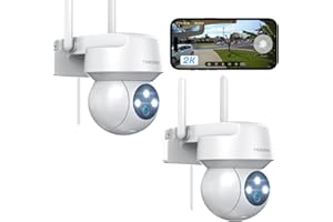 TOAIOHO 2Pack 2K Telecamera Wi-Fi Esterno/Interno, Telecamera Esterno con Visione Notturna a Colori, IP66, Audio Bidirezionale, Rilevamento del movimento, Compatibile con Scheda SD/Cloud