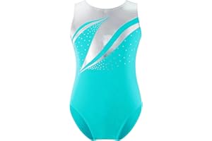 Freebily Enfant Fille Justaucorps Gymnastique Danse Sport Leotard Collant Gym Ballet Patinage Cuir Siamois Maillot de bain Yoga Une Pièce sans Manches 3-16 Ans
