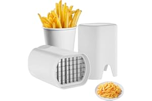 RJFUJP Potato Chipper, 2 in 1 Cutter Chip Cutter, Stainless Steel Potato Chipper with PP Handle, Compact Design, Potato Cutter for Radish Cucumber Kitchen, Easy to Clean and Store