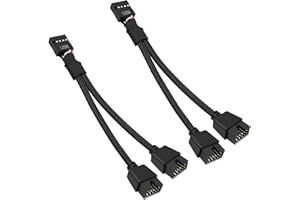 HALOULENI 2 Pack USB Header Splitter USB 2.0 9Pin Female to Dual 9Pin Male Extension Cable Motherboard 9PIN USB2.0 Header Splitter for Computer Internal Motherboard