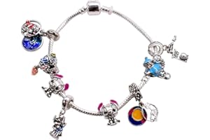 LGQHCE Stit-ch Bracciale, Stit-ch Bracciale con ciondoli scintillanti, Stit-ch Bracciale con ciondoli Regolabili 21cm, Bracciale in Lega per Bambini per donna per regalo di anniversario