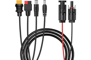 FlexSolar Solar Extension Cable Female and Male 4 in 1 Connector to XT60 DC8mm DC5521 Anderson Adapter 14AWG Solar Charge Connector for Solar Panel Portable Power Station Solar Generator